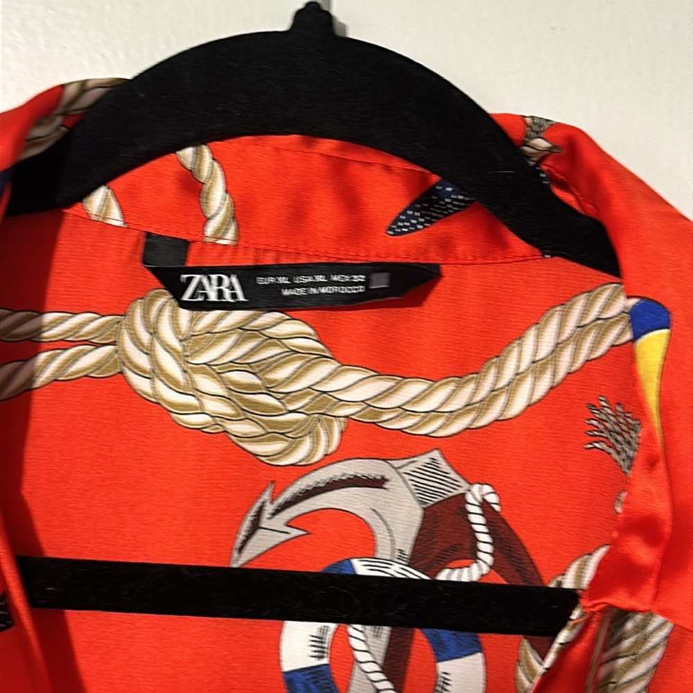 Zara Red nautical satin collared blouse top. Size XL. See photos for condition. - Picture 3 of 8